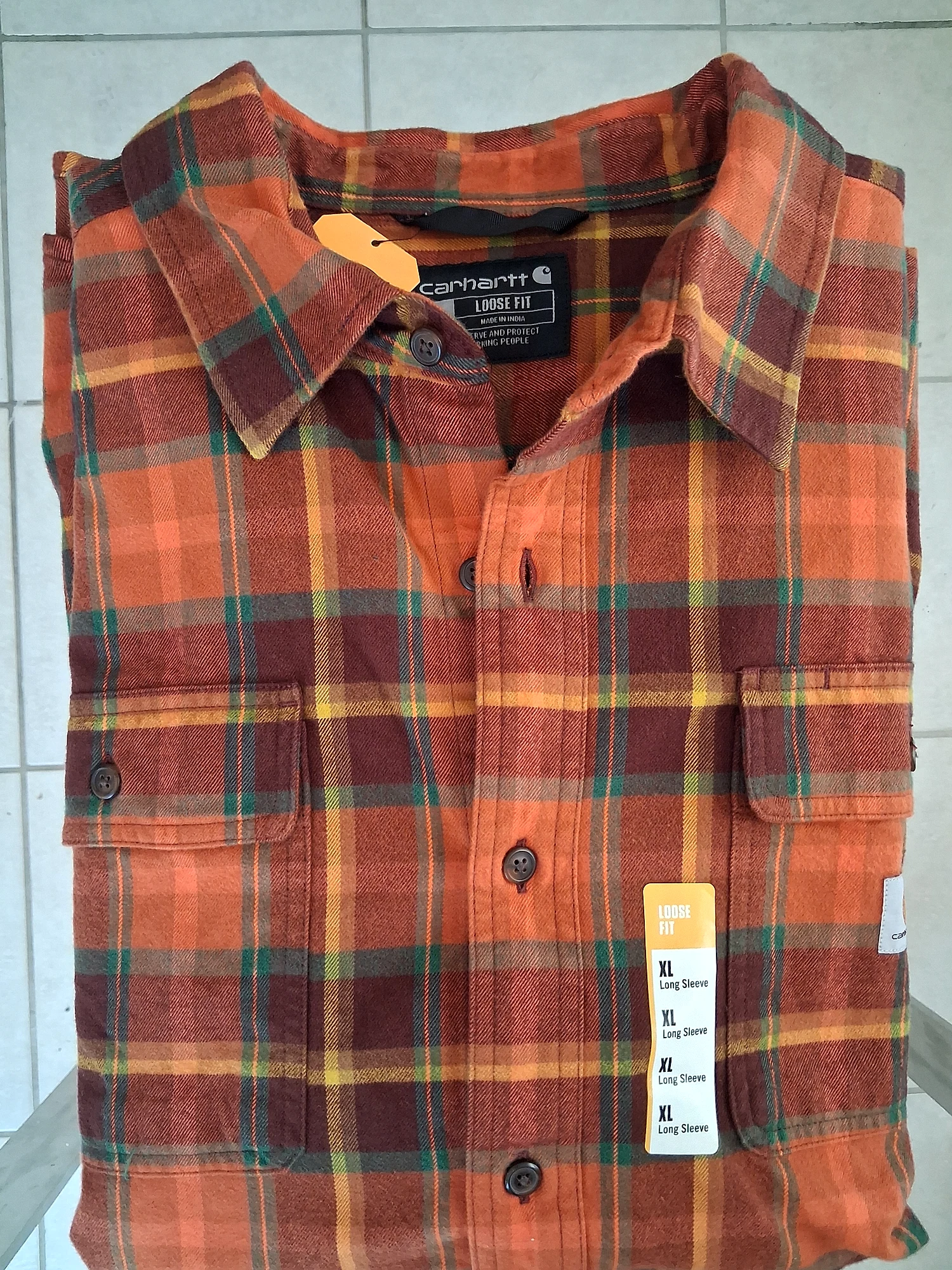 Carhartt Long Sleeve Flannel Shirt XL Loose Fit NWT