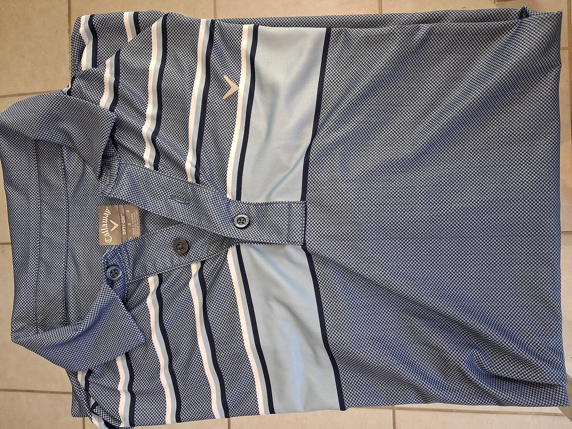 Callaway Opti Dri Mens Large Golf Polo Blue Striped