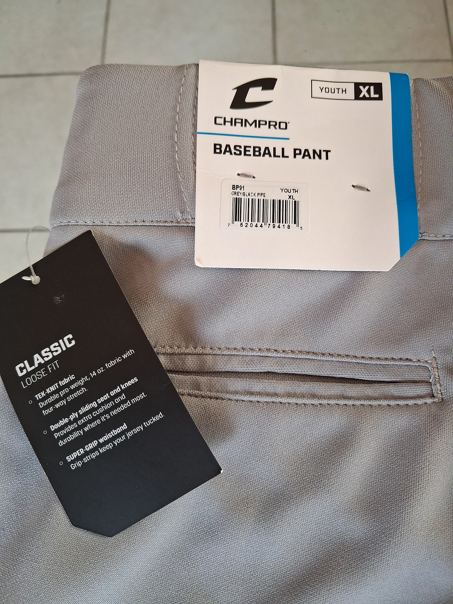 Champro Baseball Uniform Pants BP91 Grey with Black Stripe Boys Youth XL photo 5