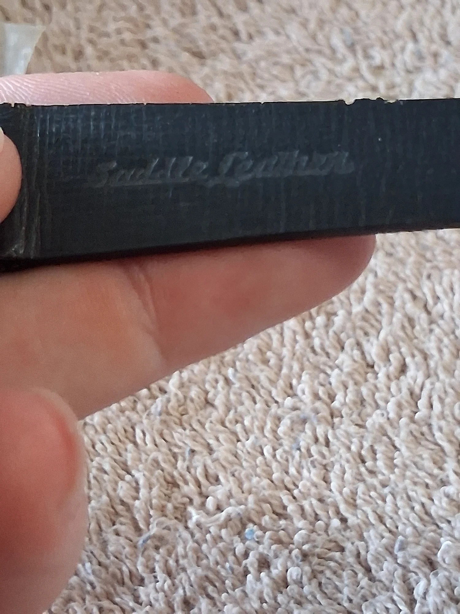 Caravelle Solid Black Saddle Leather Watch Band 17mm photo 1