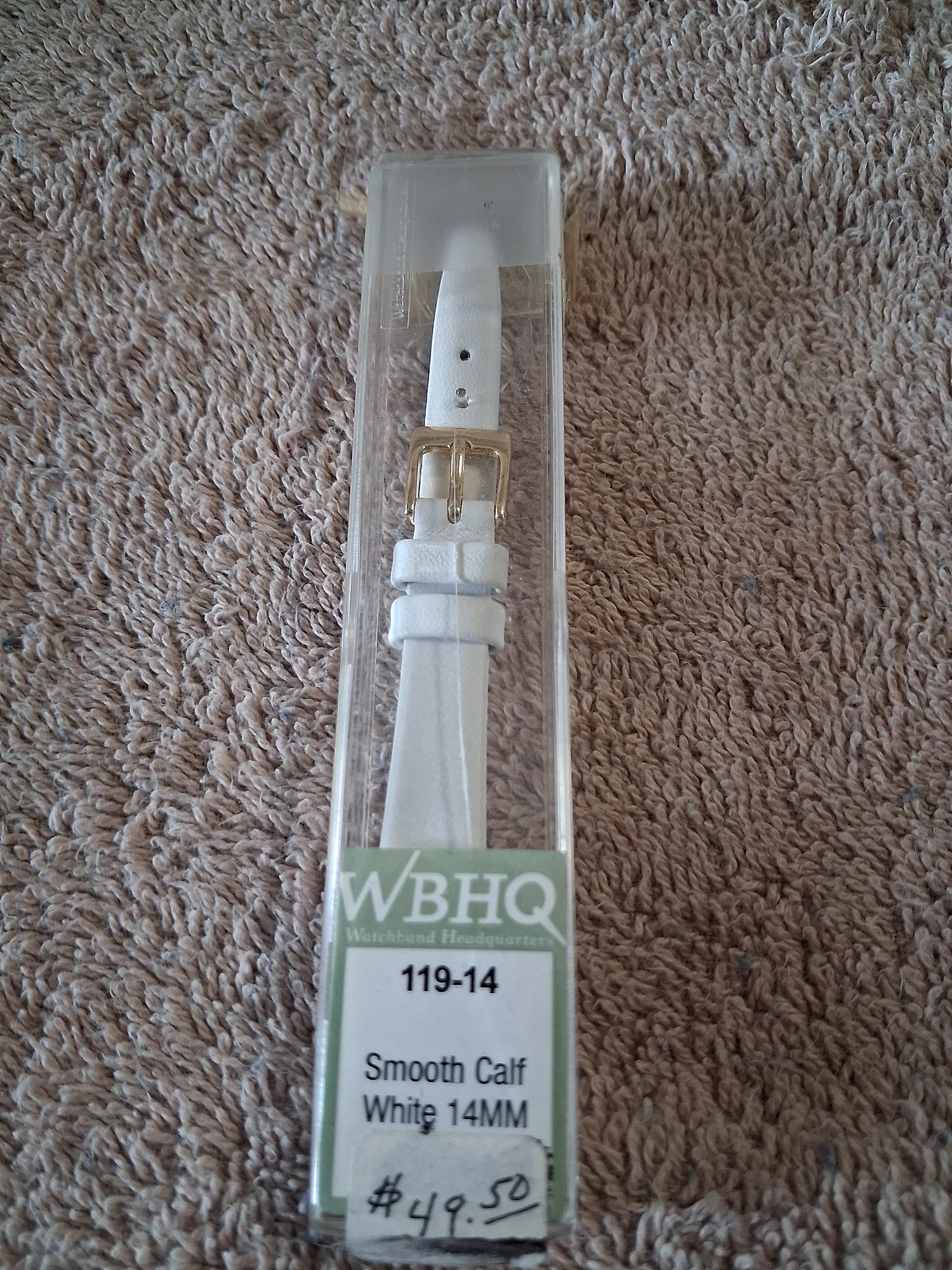 WBHQ 119-14 White Smooth Calf 14mm Watch Band photo 1