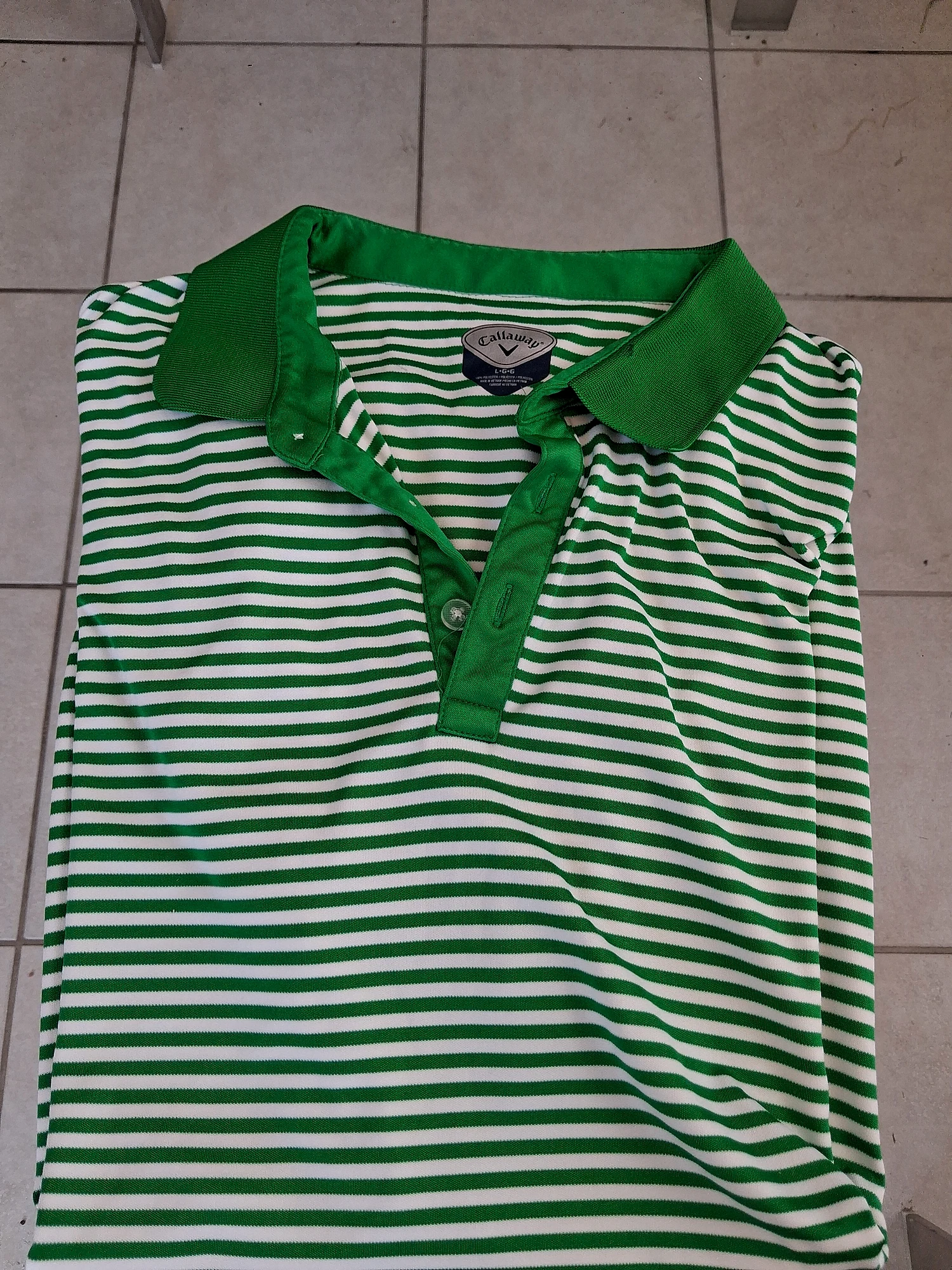 Callaway Golf Polo Mens Large Green Striped photo 5
