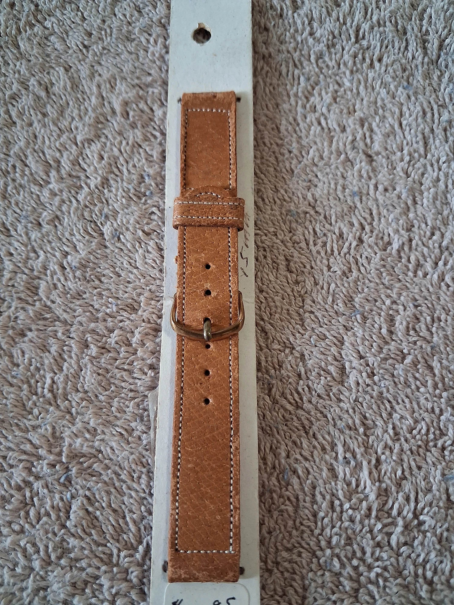 Tan Leather 15mm Watch Band with Gold Tone Buckle photo 1