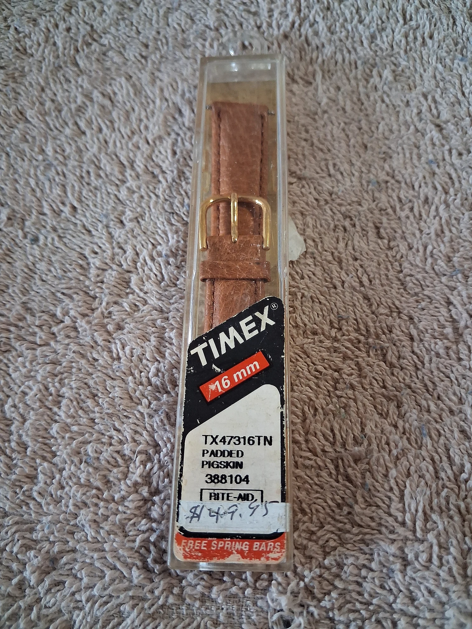 Vintage Timex TX47316TN 16mm Tan Padded Pigskin Watch Band photo 1