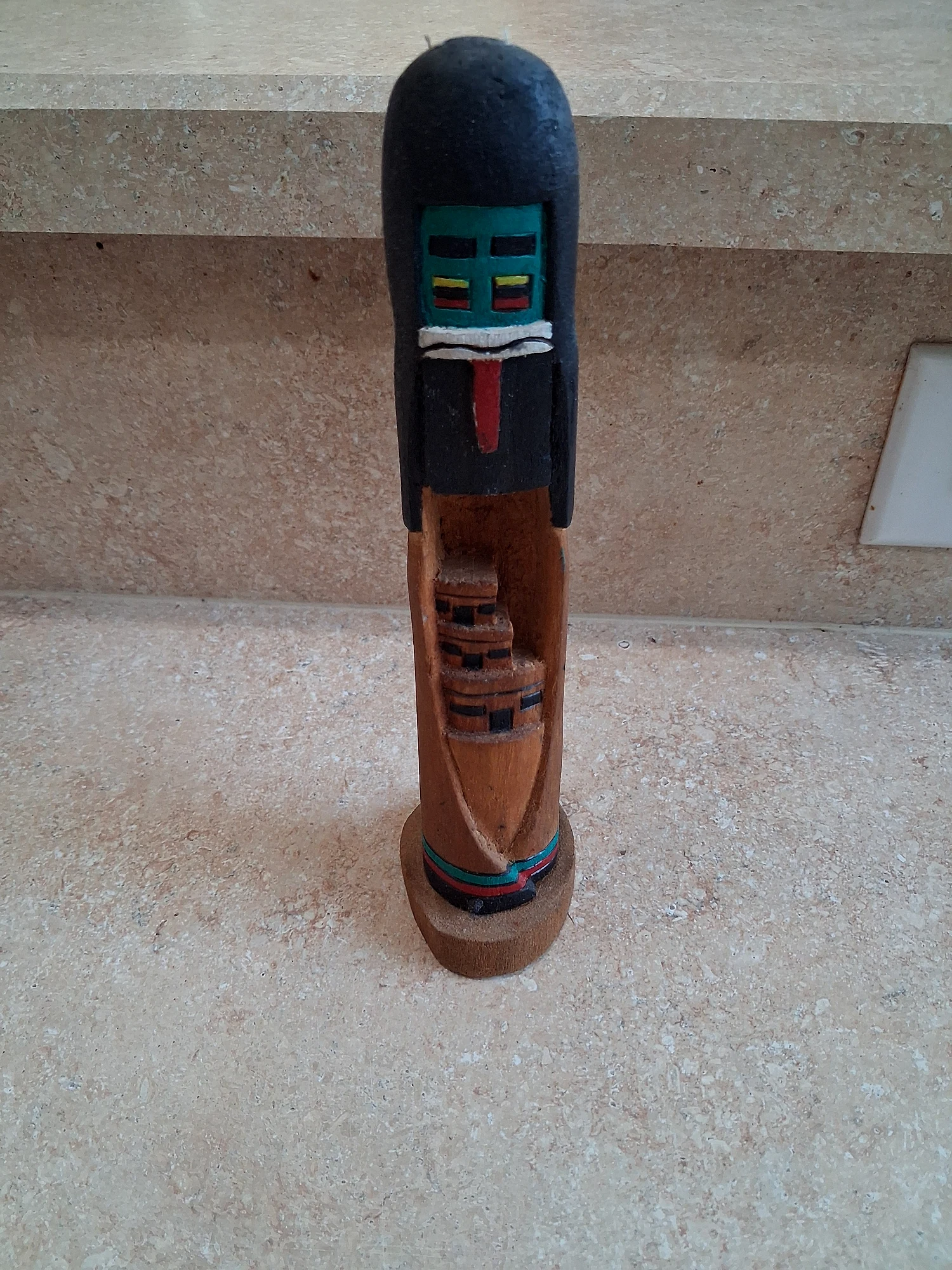 Hand Carved Wooden Native American Kachina Styled Doll Signed by Artist