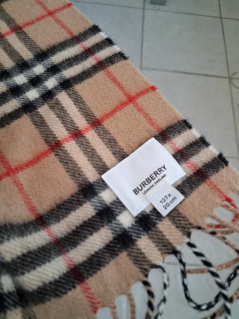 Burberry Kids Classic Check Cashmere Scarf 127x20cm Beige Made in